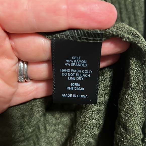 Olive green ever eve waffle knit open front cardigan - Picture 5 of 7